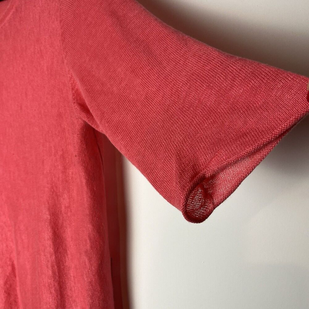 EILEEN FISHER Sweater Large Linen Fine Gauge 3/4 Sleeve Pullover Punch P… - Picture 5 of 7